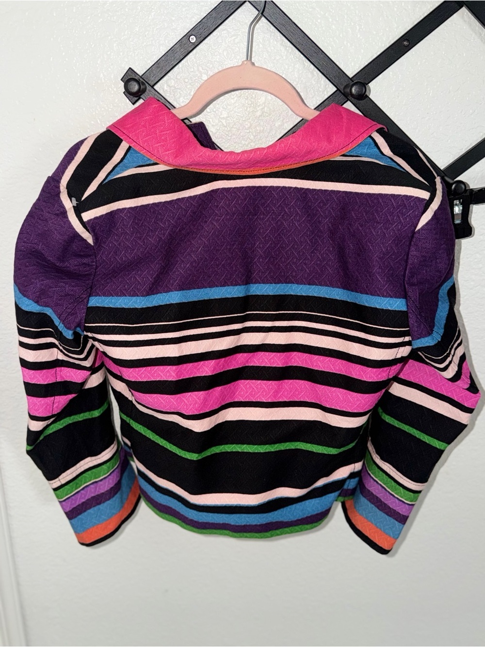 Anthracite by Muse Multicolor Striped Zip Jacket Medium Retro Colorblock - Picture 4 of 4